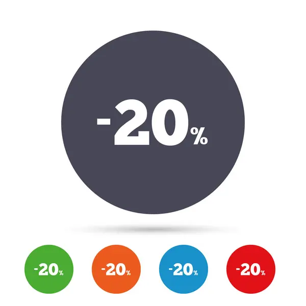 20 por cento ícones de desconto conjunto — Vetor de Stock