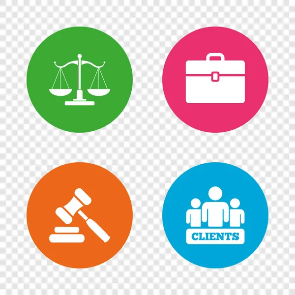 Justice icons set — Stock Vector