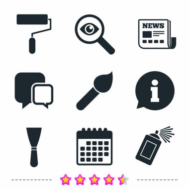 Paint roller, brush icons clipart