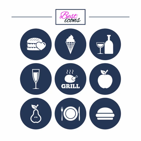 Food, drink icons — Stock Vector