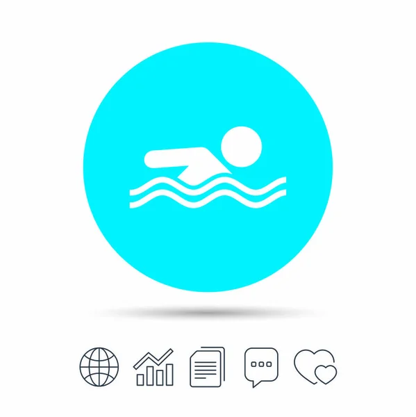 Icono web natación — Vector de stock
