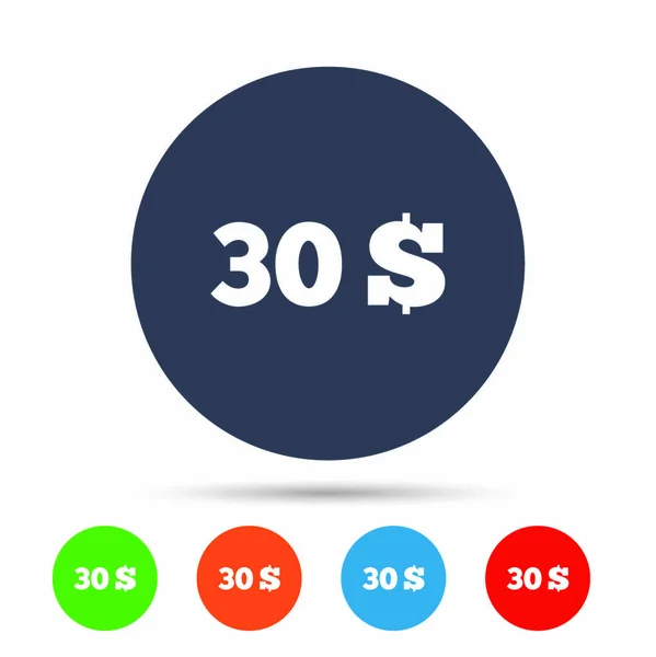 30 dolarów zestaw ikon — Wektor stockowy