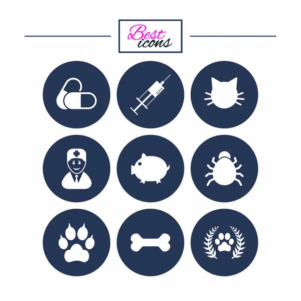 Veterinario, conjunto de iconos de mascotas — Vector de stock