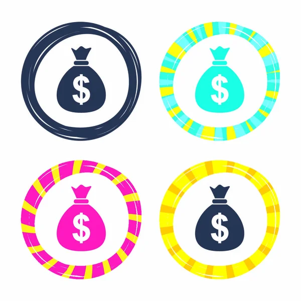 Money bag icons set — Stock Vector