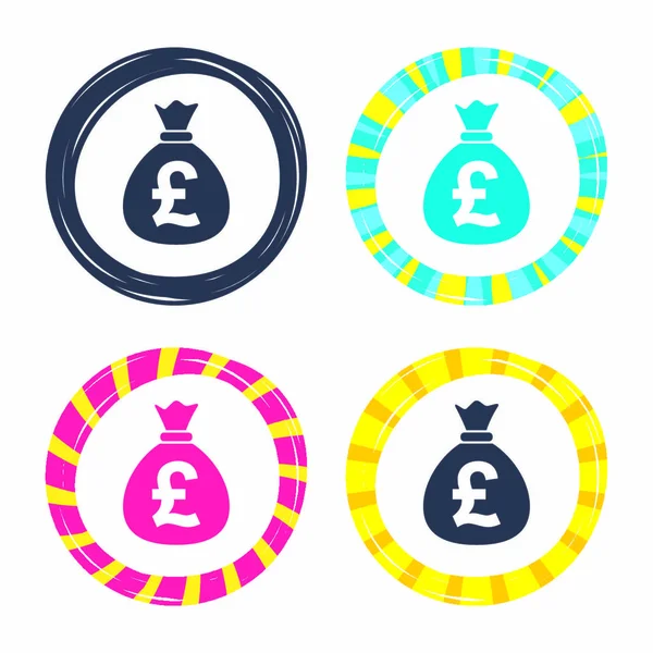 Pond Gbp valuta icons set — Stockvector