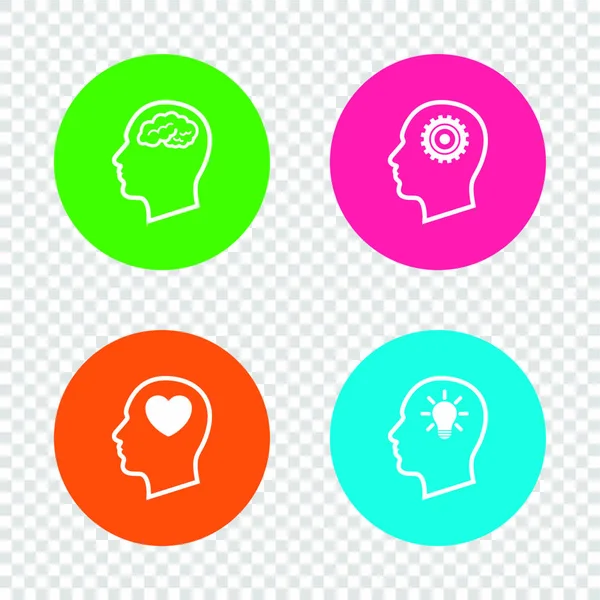 Head with brain icons set — Stock Vector