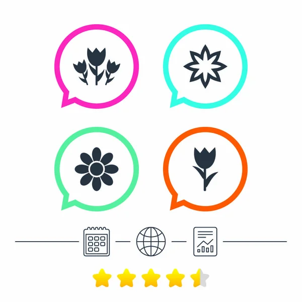 Bloemen icons set — Stockvector