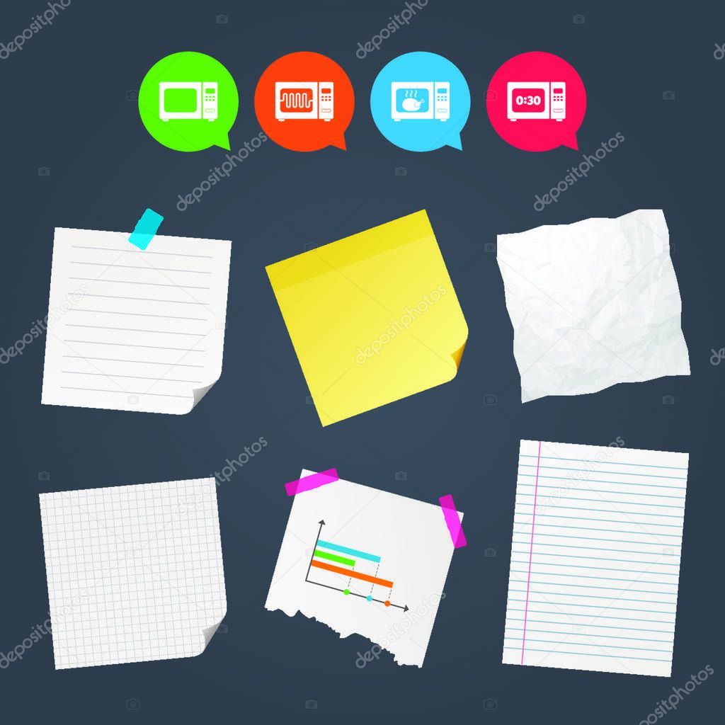 Sticky notes and icons set