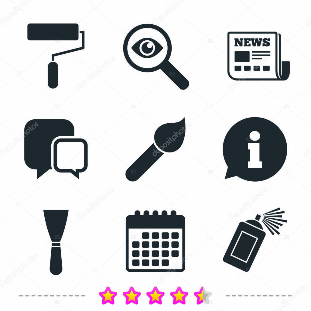 Paint roller, brush icons