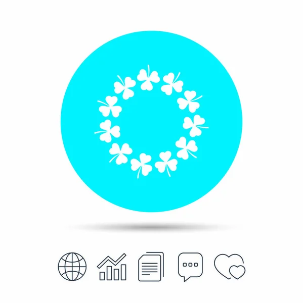 Couronne de trèfles avec icône à trois feuilles — Image vectorielle