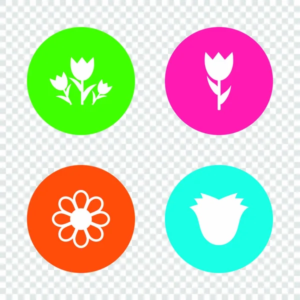 Bloemen icons set — Stockvector