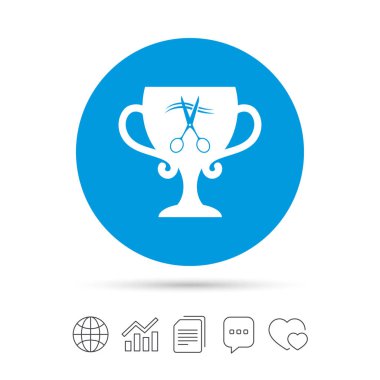 Kazanan ödül Kupası makas ile kesme