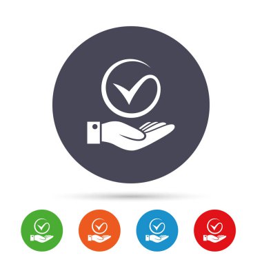 Düz simgeleri ile yuvarlak renkli düğmeler