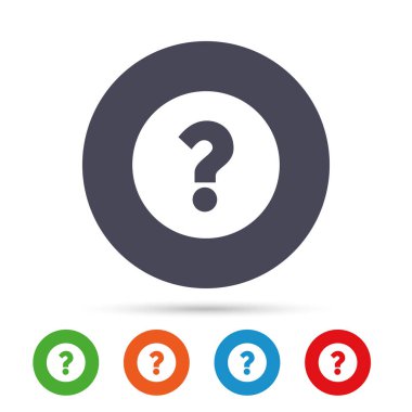 Düz simgeleri ile yuvarlak renkli düğmeler