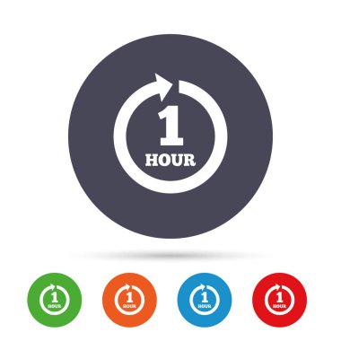 Düz simgeleri ile yuvarlak renkli düğmeler