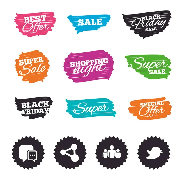 Venta de pincel de tinta banners y rayas — Vector de stock