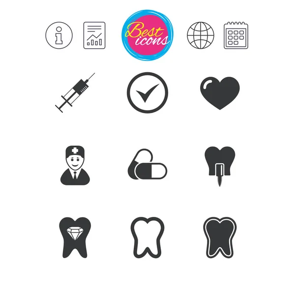 Tooth, dental care icons — Stock Vector