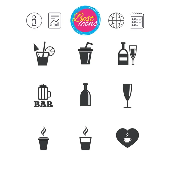 Icone di birra, caffè e tè — Vettoriale Stock