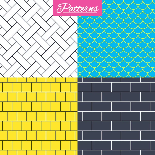 Tile roof and mosaic seamless textures — Stock Vector