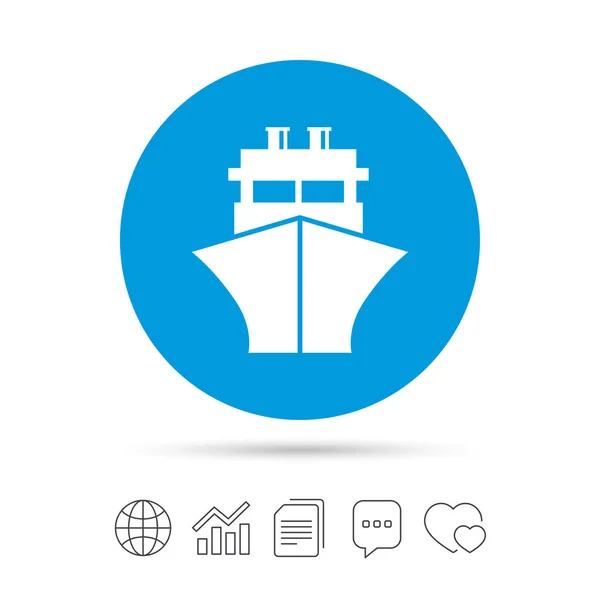 Icono de signo de barco o barco — Vector de stock