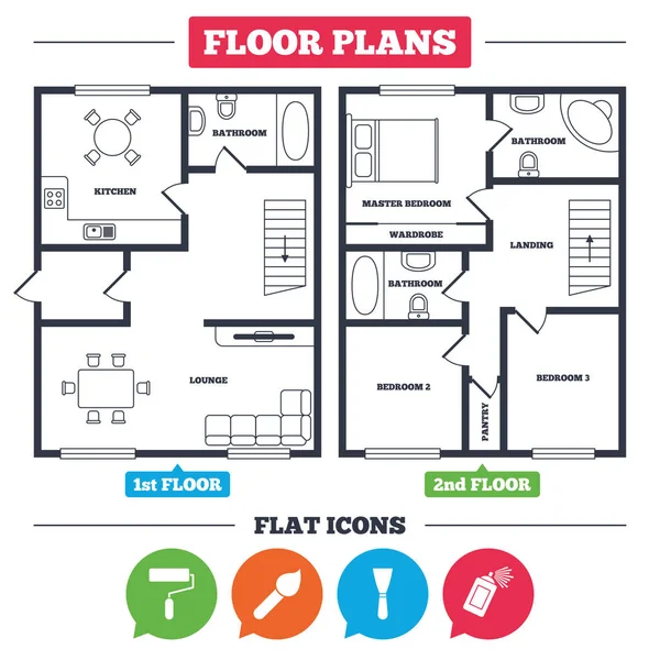 Plan de arquitectura con muebles — Vector de stock