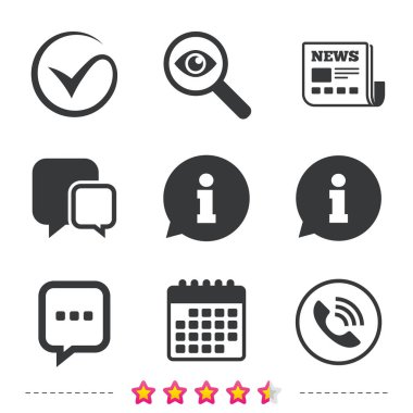 Telefon görüşmesi ve bilgi işaretleri.