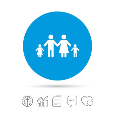 İki çocuk simgesi olan tam aile.