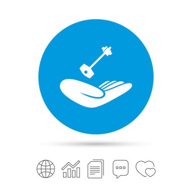 Ev anahtar simgesi el tutar.