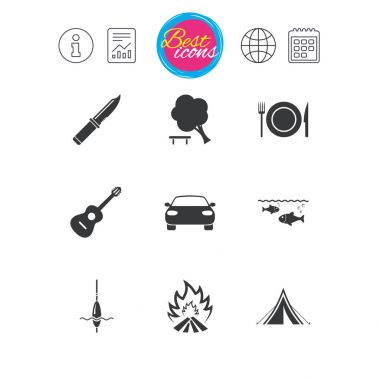 Hike trip, camping icons. clipart