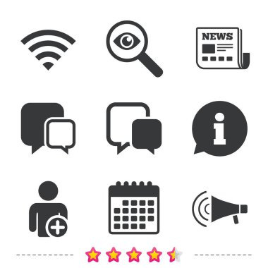 Wi-Fi ve sohbet kabarcıklar. Kullanıcı ekleme, megafon.