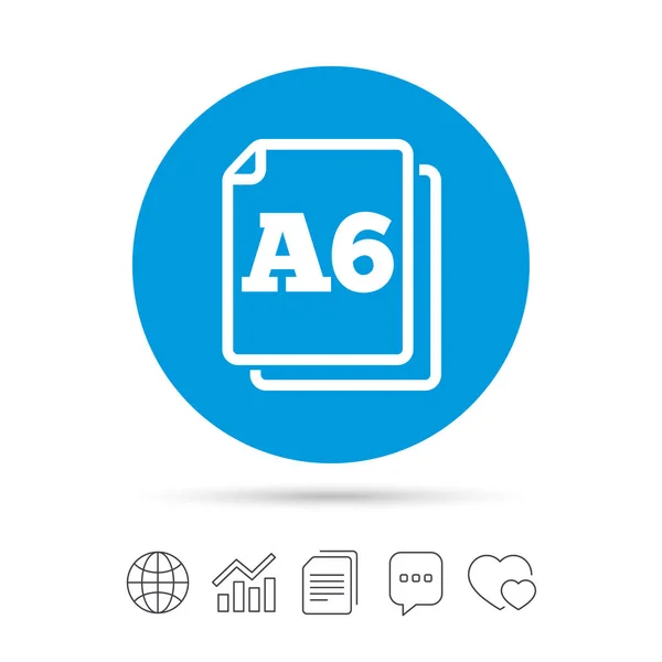Rozmiar papieru A6 Standardowa ikona. — Wektor stockowy