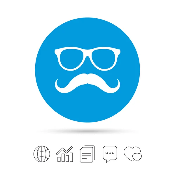 Mustasch och glasögon tecken ikonen. — Stock vektor
