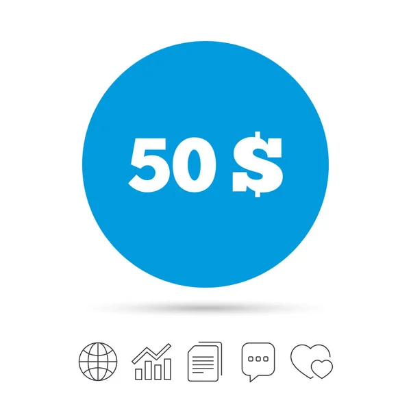 50 Dollari segno icona — Vettoriale Stock