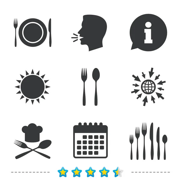 Prato de prato com garfos e facas ícones — Vetor de Stock