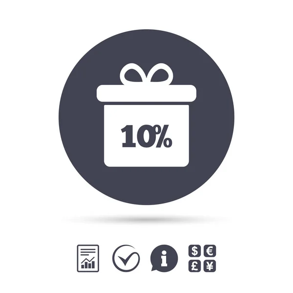 10 percent sale gift box tag icon. — Stock Vector