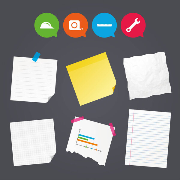 Строительный шлем и линейка, иконки рулетки
.