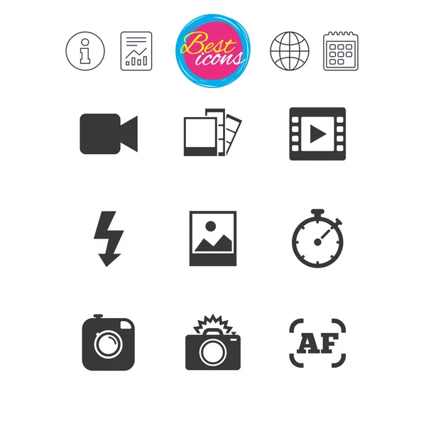 Fotos, iconos de vídeo . — Archivo Imágenes Vectoriales