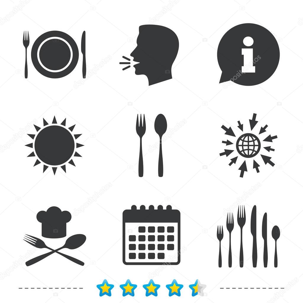 Plate dish with forks and knifes icons
