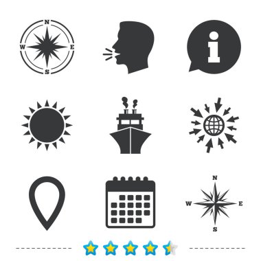 Windrose hareket pusula simgeleri