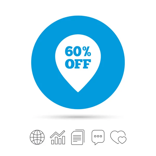 60 pour cent vente icône de balise de pointeur . — Image vectorielle