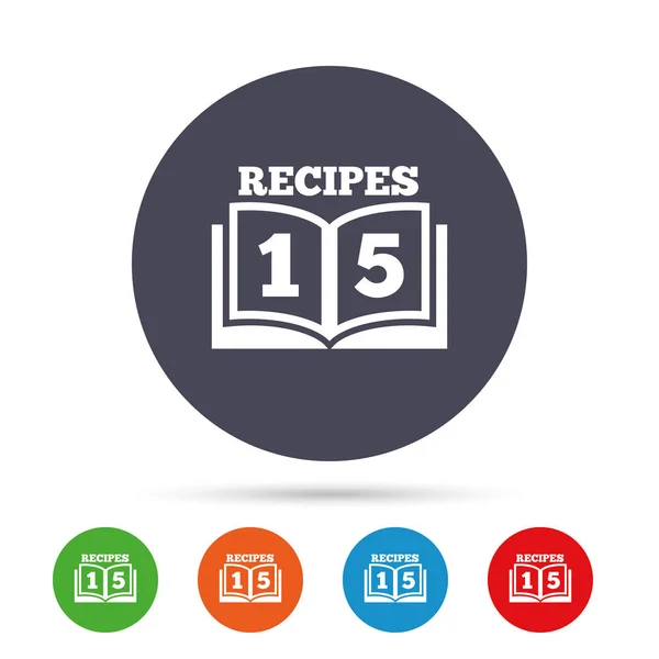 15 Símbolos de livro de receitas — Vetor de Stock