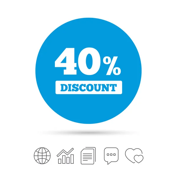 40 percent discount sign icon. — Stock Vector