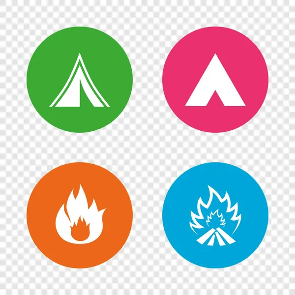 Iconos de tienda de camping turístico . — Archivo Imágenes Vectoriales