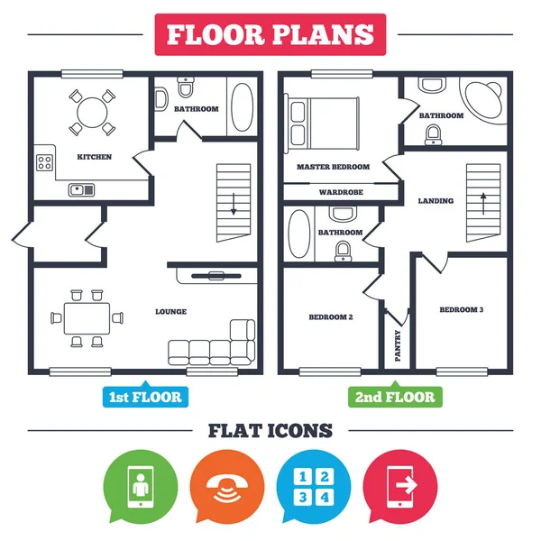 Plan de arquitectura con muebles — Vector de stock