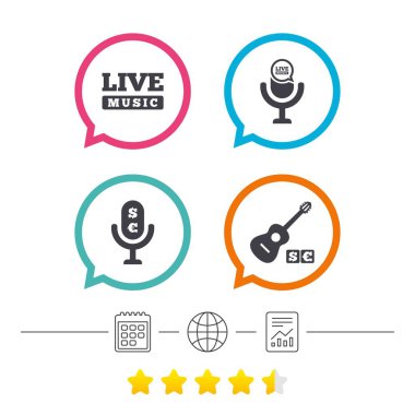 Müzikal öğeleri simgesi. Mikrofon, canlı müzik.