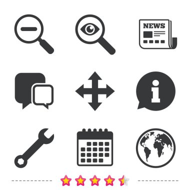 Büyüteç cam ve küre işaretleri