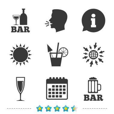 Bar veya pub simgeler. bira ve şampanya cam.