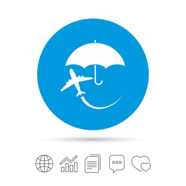 Uçuş sigorta işareti simgesi. güvenli seyahat sembolü.