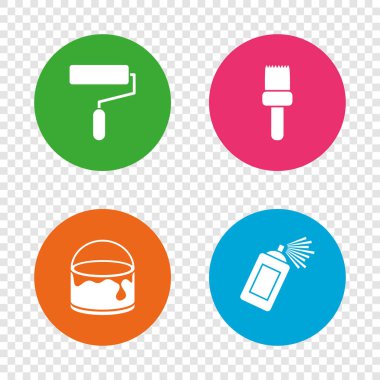 Resim rulo, fırça simgesi. Sprey ve boya.