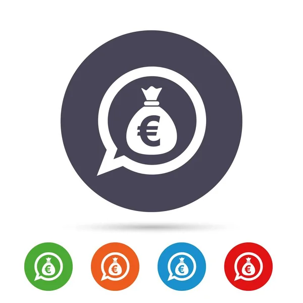 Money bag sign icon. Euro EUR currency. — Stock Vector